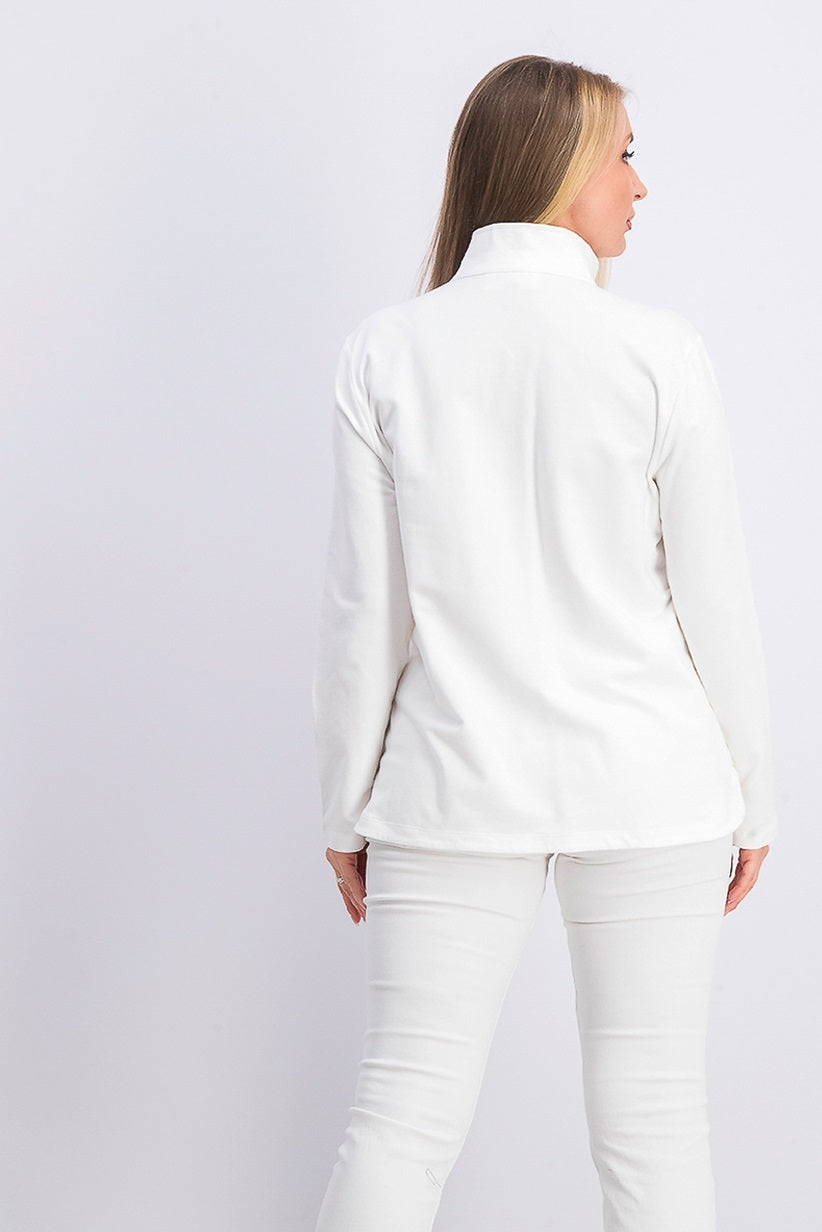 Karen Scott Women's Sport Mock-Neck Vented-Hem Top White Size Medium