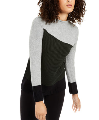 Alfani Women's Colorblocked Sweater  Gray Size Extra Large