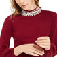 Alfani Women's Pearl-Neck Blouson Sweater Wine Size Large