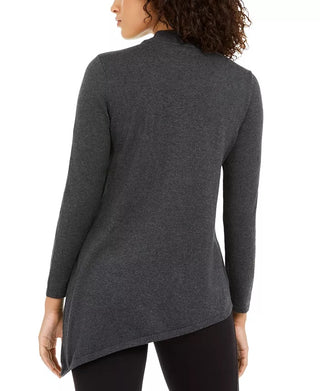 Alfani Women's Asymmetrical Beaded Sweater Dark Gray Size Large