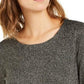 Alfani Women's Metallic Asymmetric Pullover Sweater Black Gold Size Small