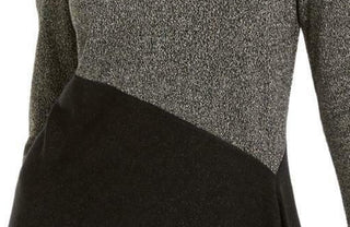 Alfani Women's Metallic Asymmetric Pullover Sweater Black Gold Size Small