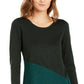 Alfani Women's Asymmetrical Colorblocked Shimmer Top Green Size Small