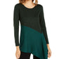 Alfani Women's Asymmetrical Colorblocked Shimmer Top Green Size X-Small