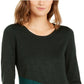 Alfani Women's Asymmetrical Colorblocked Shimmer Top Green Size X-Small