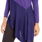 Alfani Women's Asymmetrical Colorblocked Shimmer Top Purple Size Medium