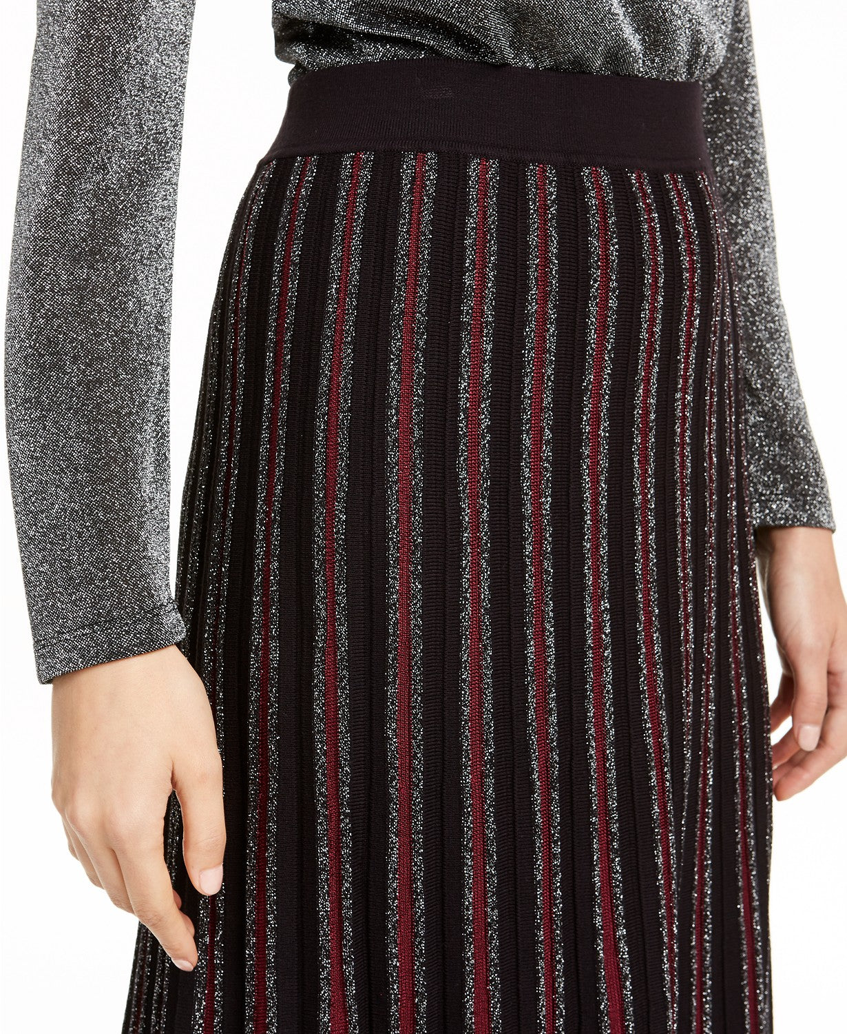 Alfani Women's Pleated Sweater Skirt Black Size Small