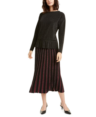 Alfani Women's Pleated Sweater Skirt Black Size Small