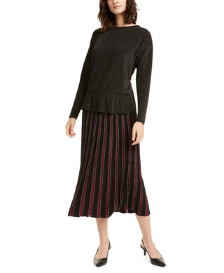 Alfani Women's Pleated Sweater Skirt Black Size X-Large