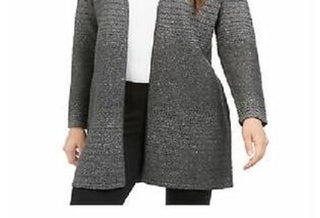 Alfani Women's Metallic Open-Front Cardigan Gray Size Medium