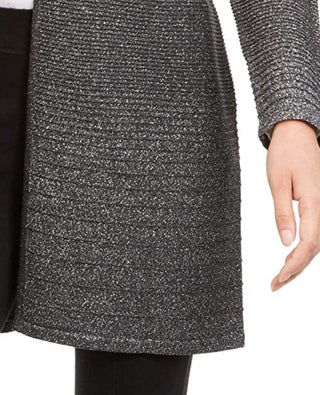 Alfani Women's Ribbed Metallic Cardigan Gray Size Small