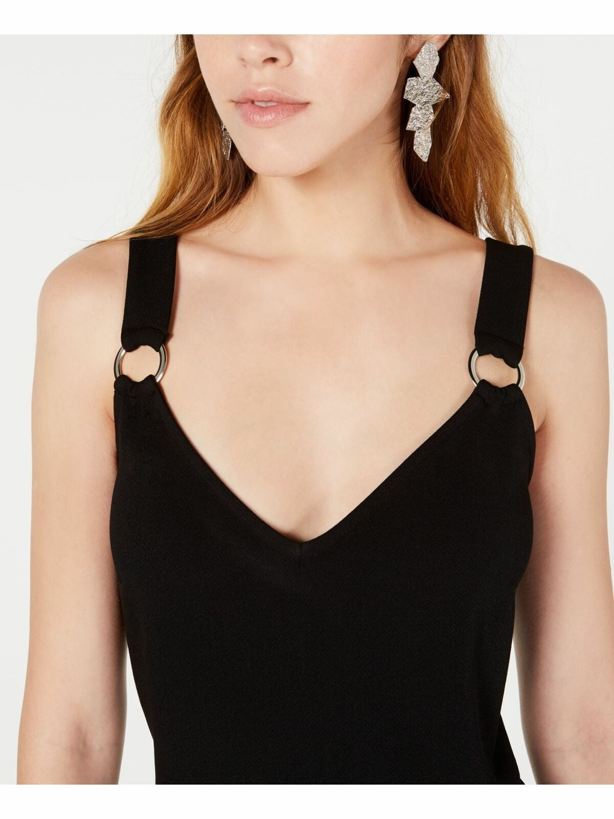 Bar III Women's Cropped O-Ring Jumpsuit Black Size 2