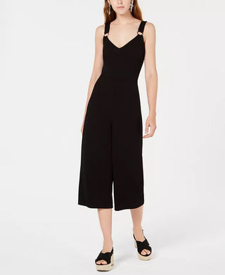Bar III Women's Cropped O-Ring Jumpsuit Black Size 2