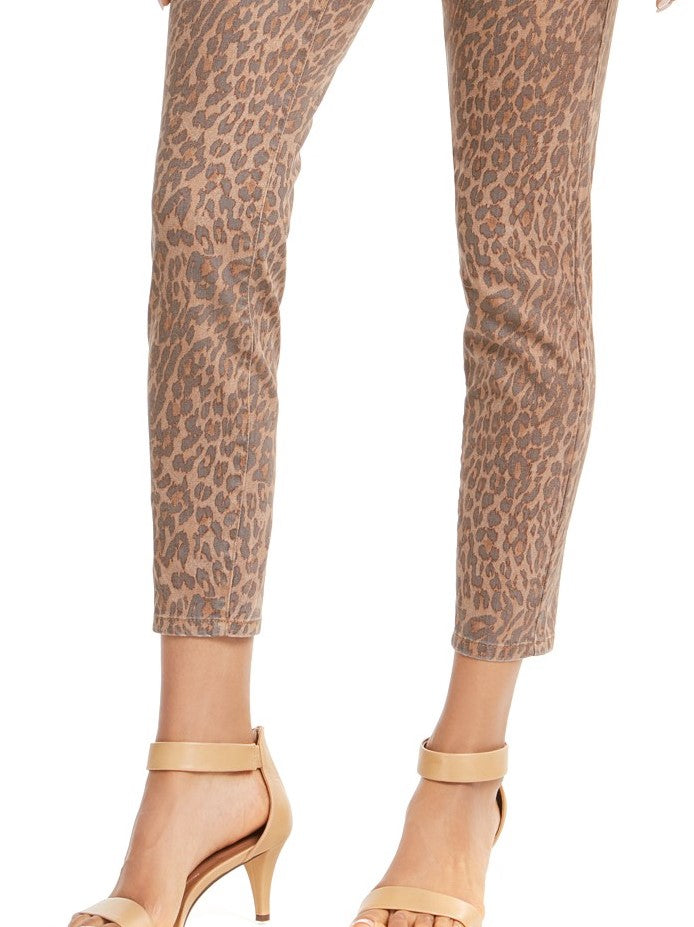 Style & Co Women's Curvy-Fit Skinny Printed Jeans Brown Size 16