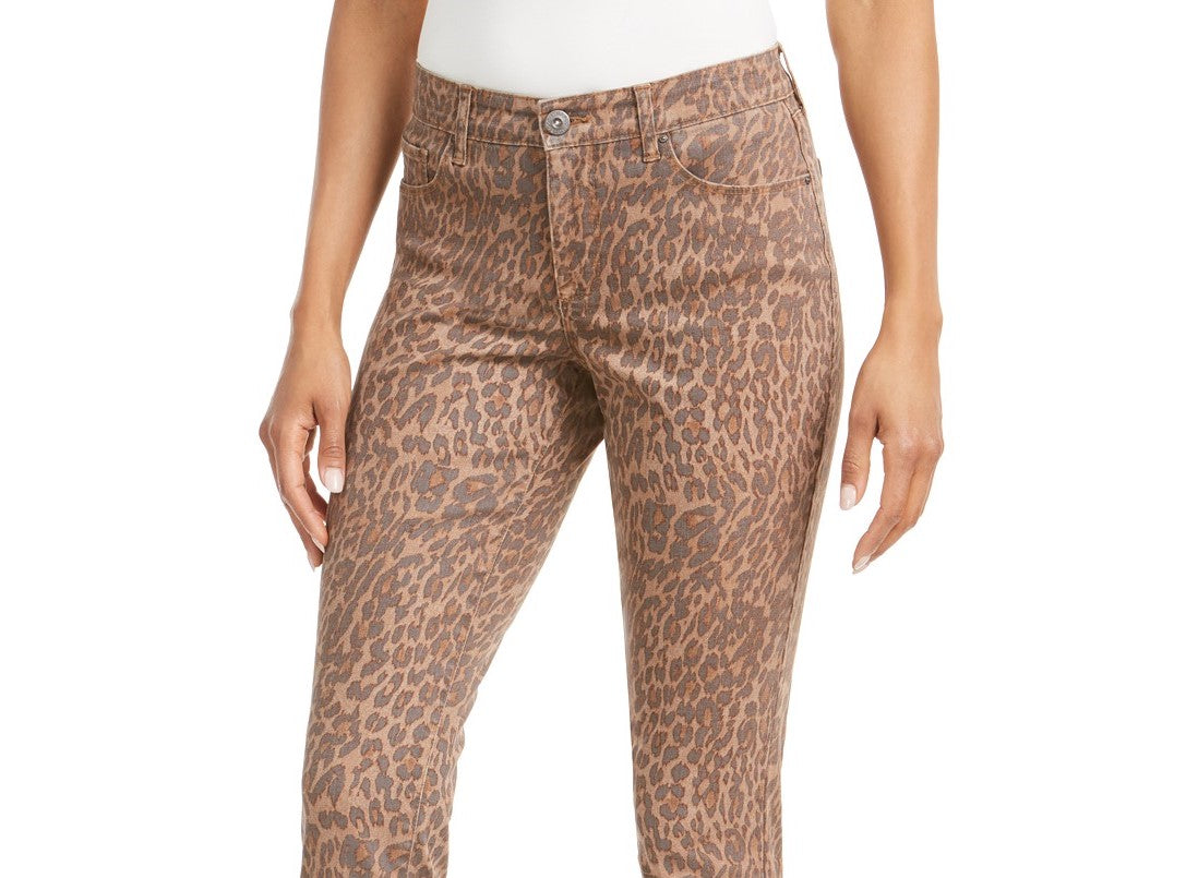 Style & Co Women's Curvy-Fit Skinny Printed Jeans Gold Size 4