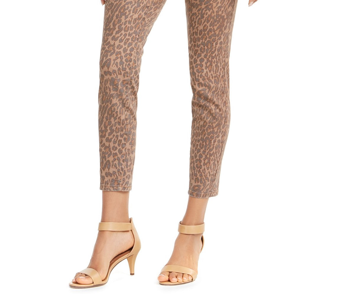 Style & Co Women's Curvy-Fit Skinny Printed Jeans Gold Size 4