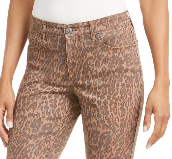 Style & Co Women's Curvy-Fit Skinny Printed Jeans Brown Size 6