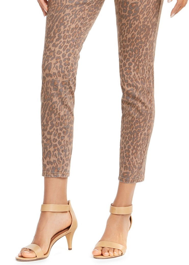 Style & Co Women's Curvy-Fit Skinny Printed Jeans Brown Size 6