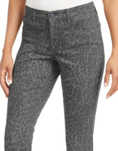 Style & Co Women's Curvy-Fit Skinny Printed Jeans Med Gray Size 10