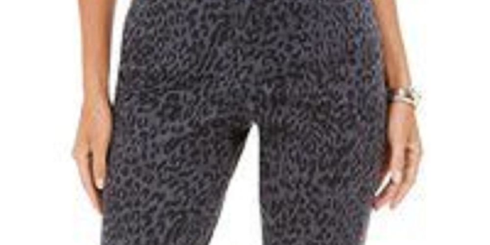 Style & Co Women's Curvy-Fit Skinny Printed Jeans Gray Size 4