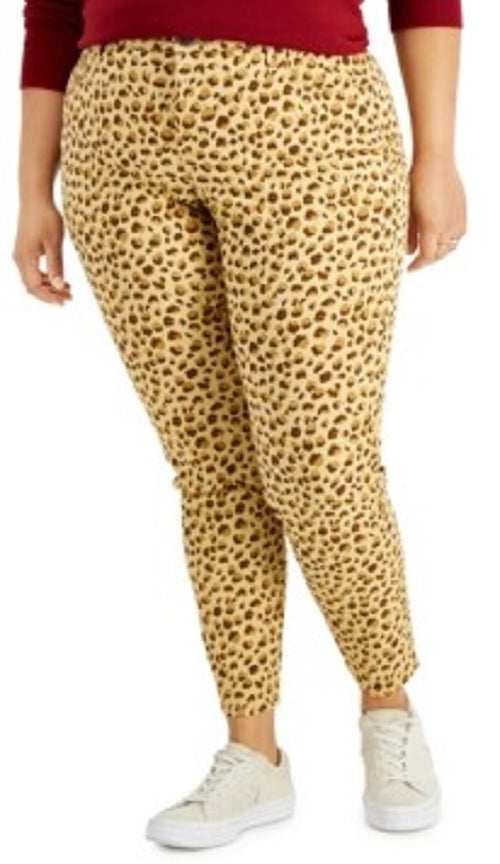 Style & Co Women's Curvy Animal-Print Skinny Jeans Gold Size 8 Petite