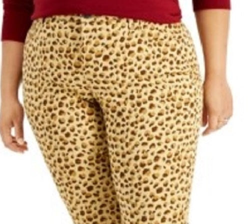 Style & Co Women's Curvy Animal-Print Skinny Jeans Gold Size 8 Petite