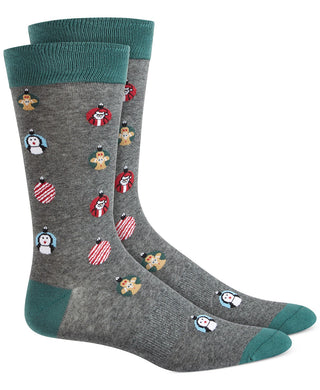 Bar III Men's Ornament Socks Gray Size Regular