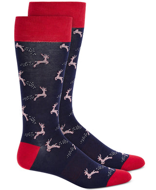 Bar III Men's Reindeer Socks Blue Size Regular