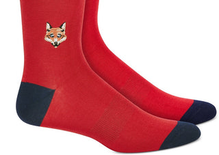 Bar III Men's Embroidered Fox Socks Red Size Regular