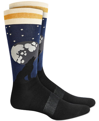Bar III Men's Howling Wolf Socks Blue Size Regular