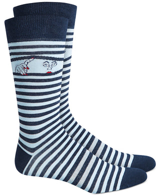 Bar III Peek-A-Boo Striped Socks Navy Size Regular