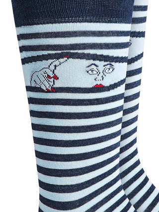 Bar III Peek-A-Boo Striped Socks Navy Size Regular