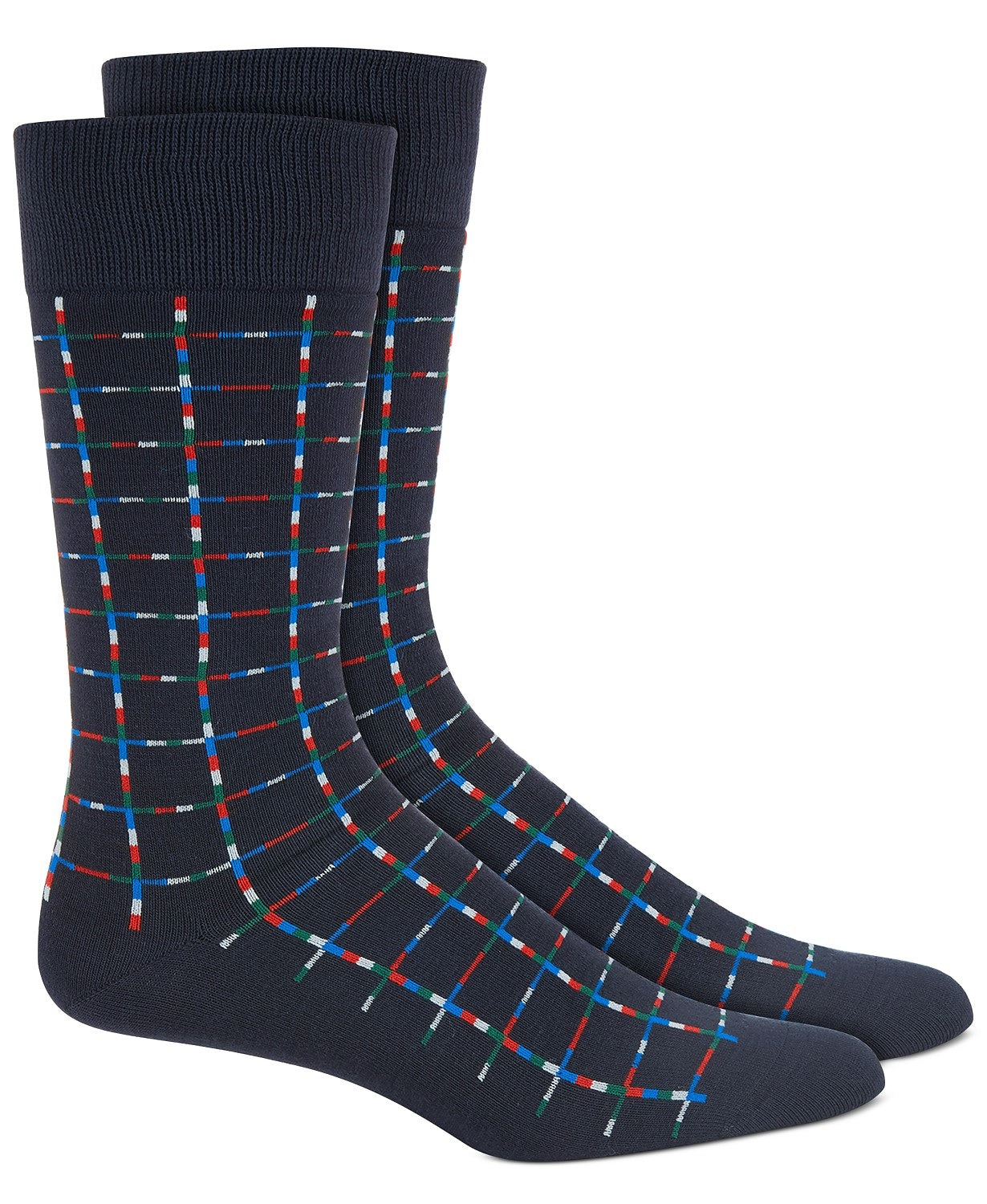 Alfani Men's Pixel Windowpane Socks Blue Size Regular
