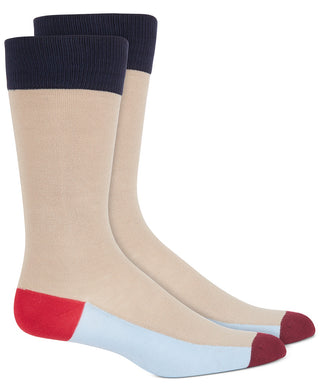 Alfani Men's Colorblocked Stripe Socks Lt Beige Size Regular