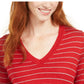 Maison Jules Women's Skinny-Striped Pullover Sweater Red Size Extra Large
