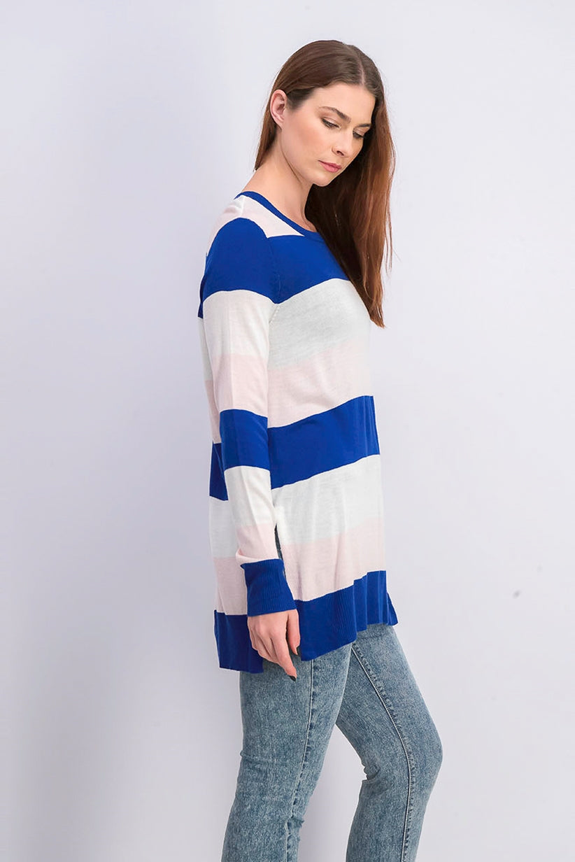 Maison Jules Women's Striped Sweater  Blue Size 2 Extra Large