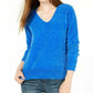 Maison Jules Women's V-Neck Sweater Med Blue Size Medium
