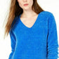Maison Jules Women's V-Neck Sweater Med Blue Size Medium