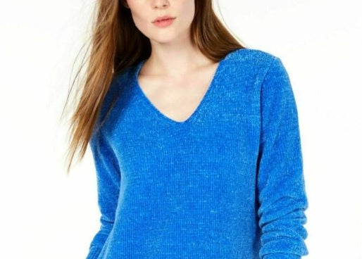 Maison Jules Women's V-Neck Sweater Med Blue Size Medium