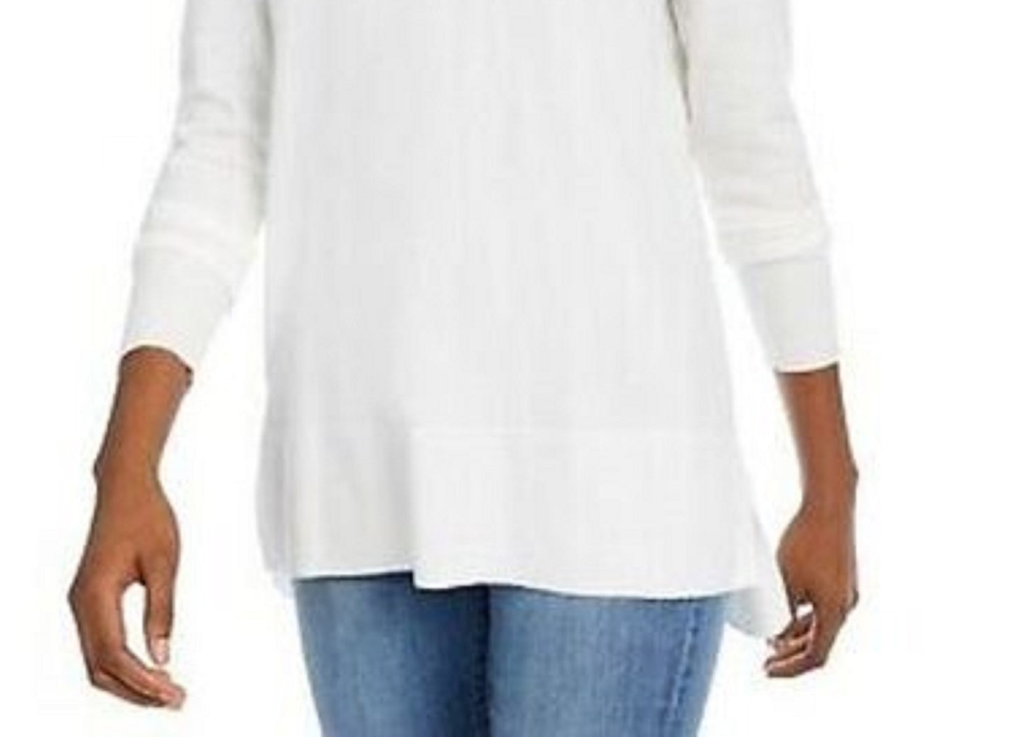 Maison Jules Women's V-Neck Sweater White Size Small