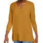 Maison Jules Women's V-Neck Sweater Yellow Size Medium