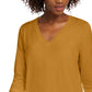 Maison Jules Women's V-Neck Sweater Yellow Size Medium