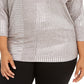 JM Collection  Women's Plus Size Metallic Ribbed Dolman Top  Foil Rib Shine Size Small