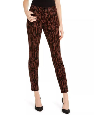 INC International Concepts Women's Incessentials Tiger Print Skinny Jeans Brown Size 14