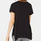 Style & Co Women's Graphic-Print Handkerchief-Hem T-Shirt Black Size Small