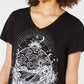 Style & Co Women's Graphic-Print Handkerchief-Hem T-Shirt Black Size Small