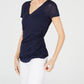 INC International Concepts Women's Leopard-Print Burnout Top Blue Size Medium