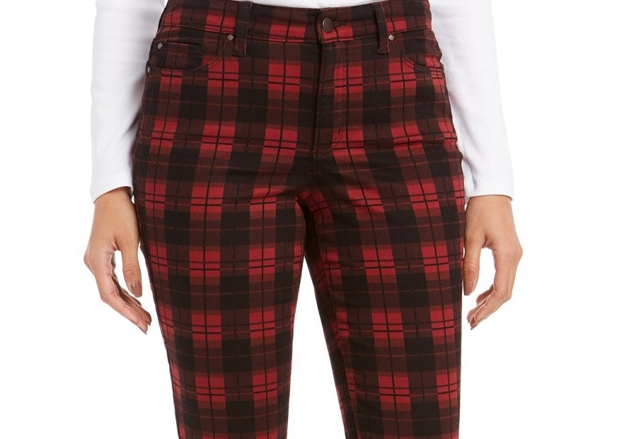 Charter Club Women's Plaid Tummy Control Jeans  Black Size 4