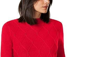 Karen Scott Women's Beaded Cable Mock Neck Sweater Red Size 2 Extra Large