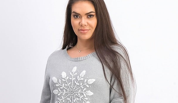 Karen Scott Women's Snowflake Applique Sweater Gray Size Medium